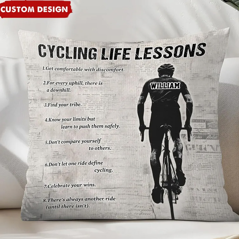 Personalized Cycling Life Lessons Pillow Gift for Cycling Lovers
