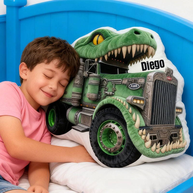 Personalized Green Dinosaur with Name Graphic 3D Print Pillow Christmas Gift for Kids or Baby Birthday Gift