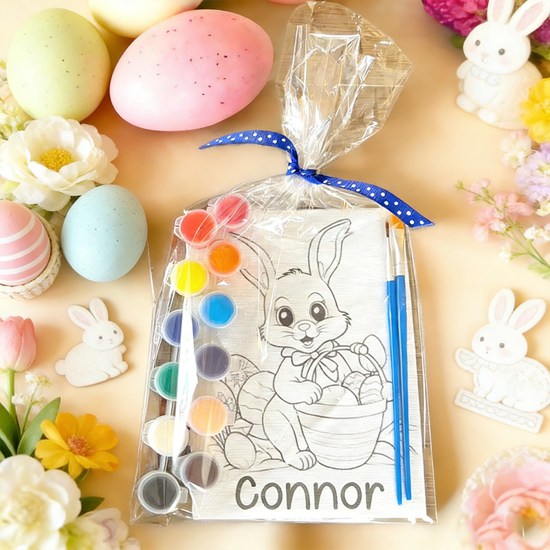 Personalized Easter Painting Kit for Kids Easter Gifts Easter Party Favors Easter Basket Stuffers for Kids Painting Kit Toddler Craft Wood Bunny Craft