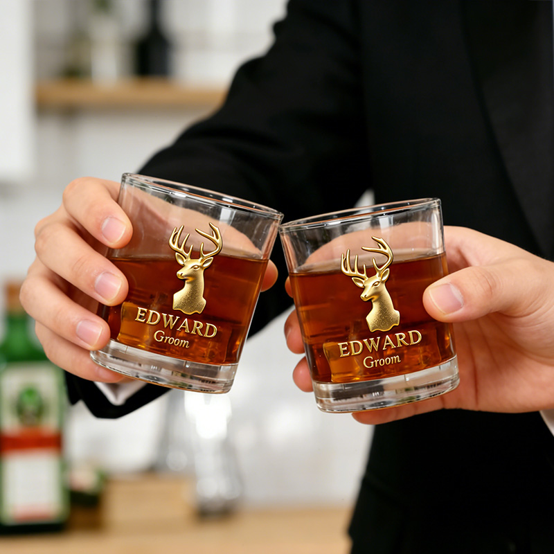 Personalized Men's Whiskey Glasses Groomsman Bachelor Favors Whiskey Glasses Custom Whiskey Cup for Men Groomsmen Proposal Cup