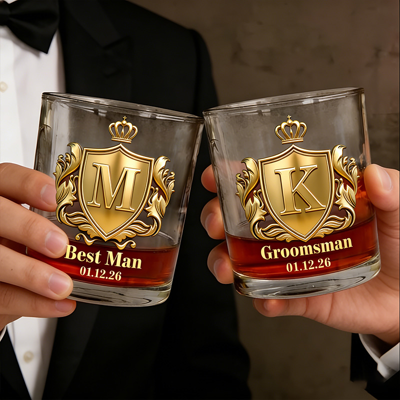 Personalized Monogrammed Men's Whiskey Glasses Groomsman Glasses Cup Bachelor Party Whiskey Glasses Best Man Gift Groom Gift