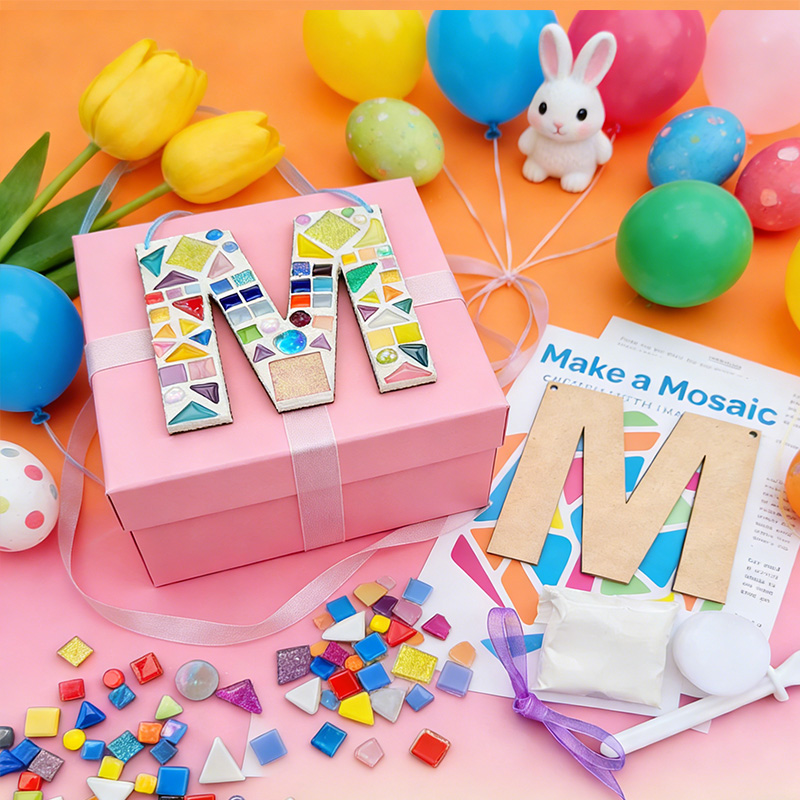 Personized Mosaic Letter Craft kit  Hanging Letters Any Initial Wood Big Letter Modern Nursery Bedroom Baby Boy Girl Decor Room Block Letter Gift For Kid