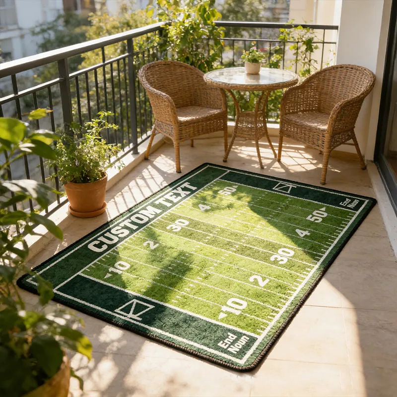 Personalized American Football Field Rug with Custom Text for Home Decor