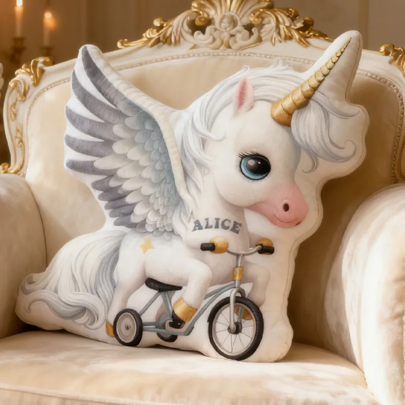 Personalized Angel Princess Pillow Cozy Dreaming Wing Princess Graphic 3D Print French Court Pillow Name Pillow Comfortable Travel Cushion for Kids Girls Riding Lovers