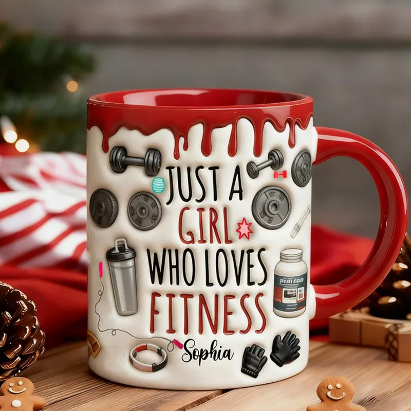 Personalized Just A Girl Who Loves Fitness Gym Mug Gift for Her Kid Weightlift Gym Gift Lovers
