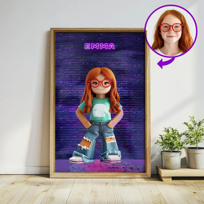 Personalized Digital Portrait Drawing Kids Photo Custom Character Art for Geek Lover