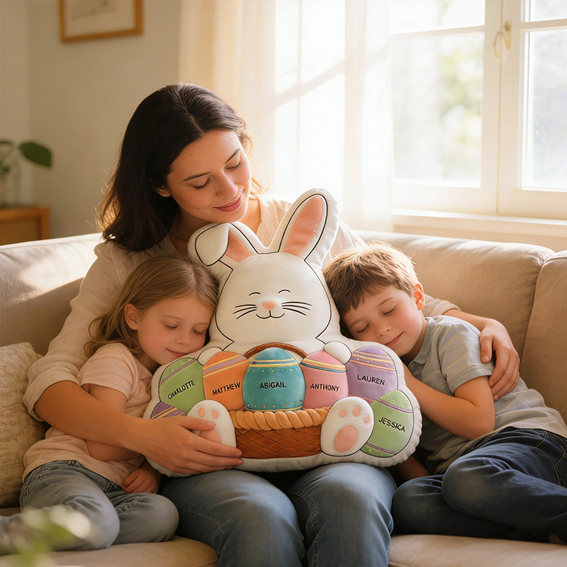 Personalized Easter Family Pillow Custom Name Pillow for Girls Kids Family Gift