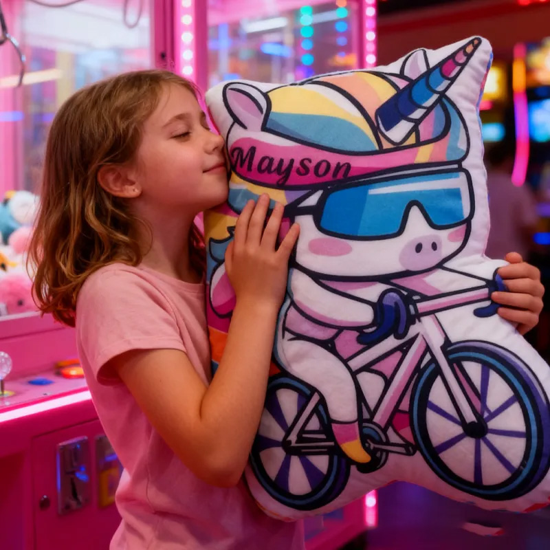 Personalized Cyberpunk Bike Pillow Cozy Graphic 3D Print Gamer Pillow Name Pillow Comfortable Travel Cushion for Kids Girls Riding Lovers