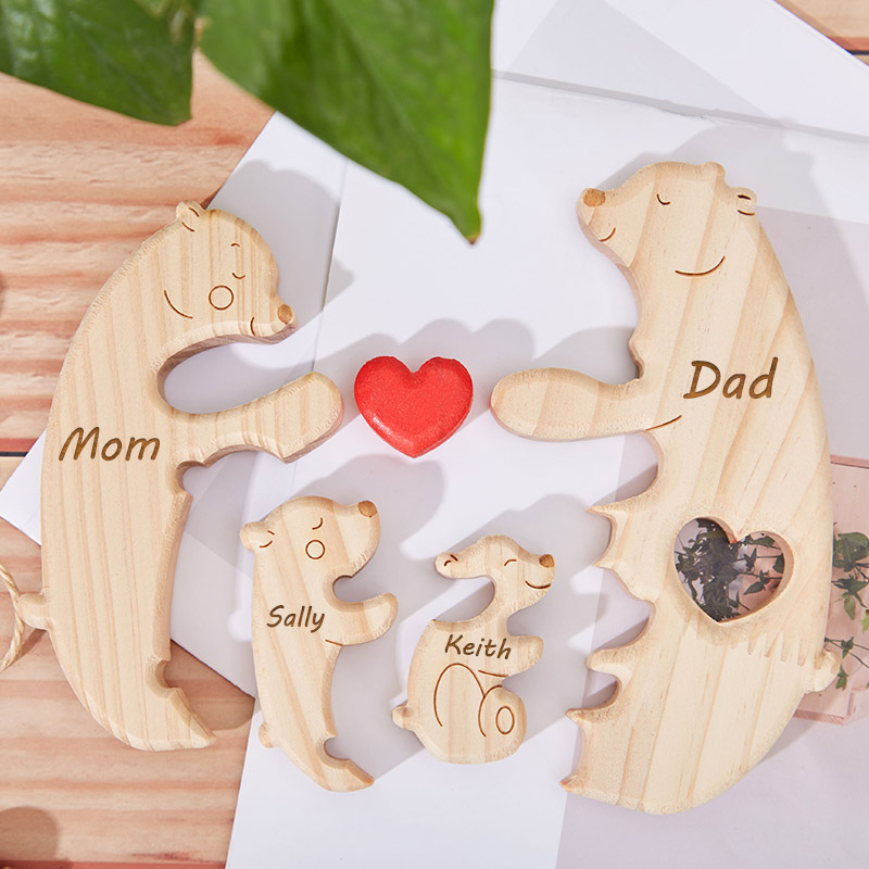Personalized Wooden Bear Family Puzzle Custom Engraved Name Puzzle for Family Home Decor Family Keepsake Gift for Mum New Dad Anniversary Gifts