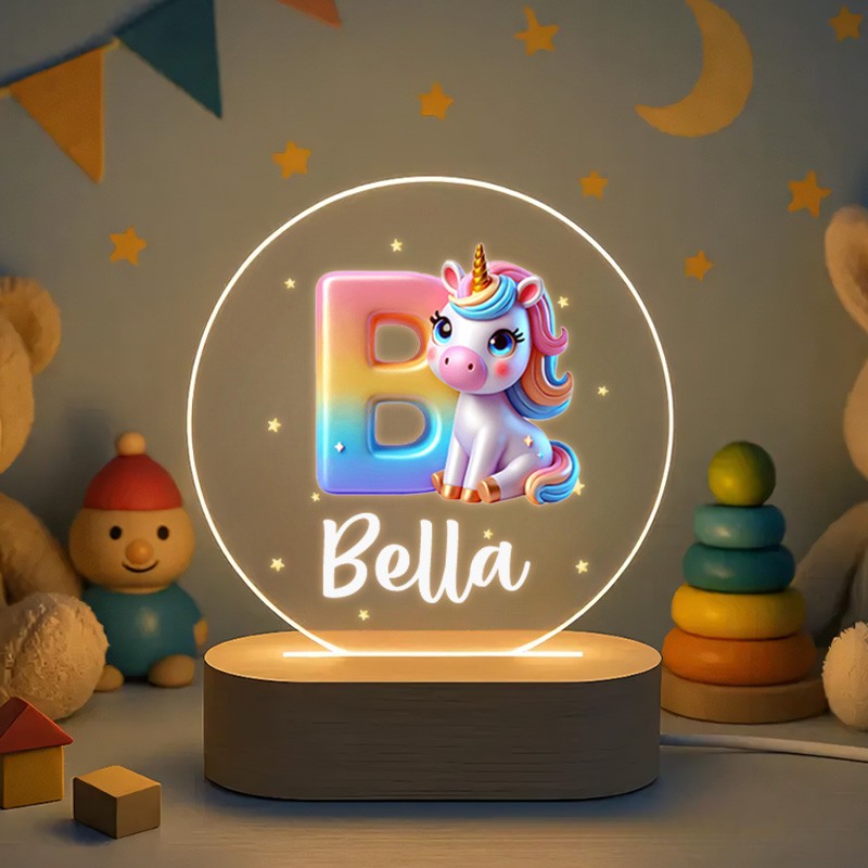 Personalized Initial Letter with Name Soft Glow Decorative Gift Magical Princess Style Cozy Nursery Room Dream Star Light