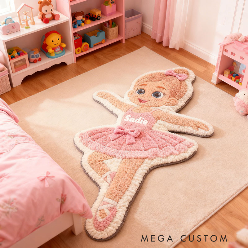 Personalized Ballet Dancers Carpet with Your Name for Kids Unique Decorative Carpet for Girls' Room and Dance Studio