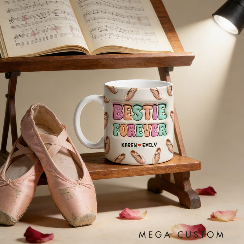 Personalized Mugs for Besties and Sisters Customizable Icons and Names Perfect Gift for Closest Friends Besties Sisters Ballet Dancer for Birthday Holiday