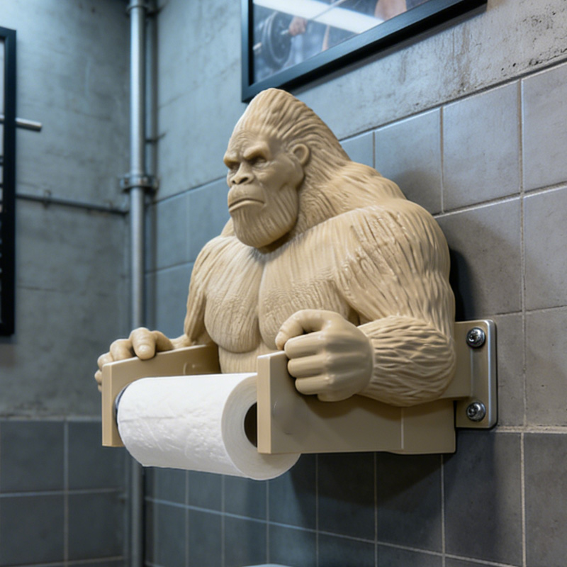 Personalized 3D Printed Muscle Chimpanzees Toilet Paper Holder New Style Toilet Paper Holder Weightlifter Design Funny Bathroom Decor Funny Bathroom Decor Gym Themed Fitness Inspired