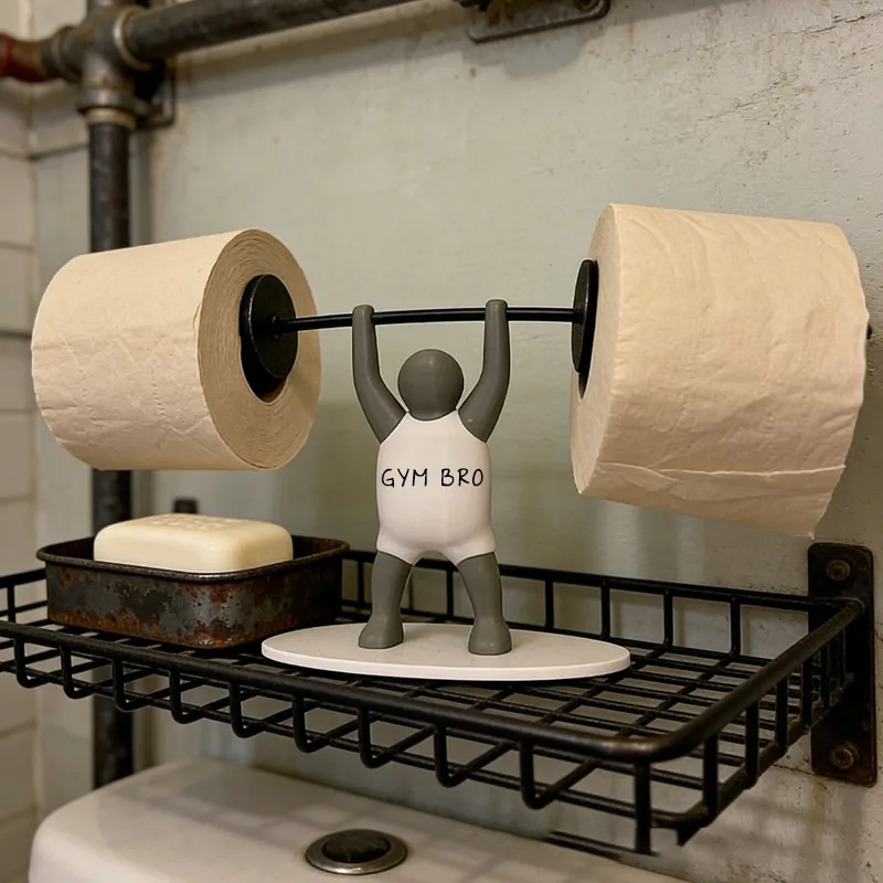 Personalized 3D Printed Unique Toilet Paper Holder Weightlifter Design Funny Bathroom Decor Funny Bathroom Decor Gym Themed Fitness Inspired