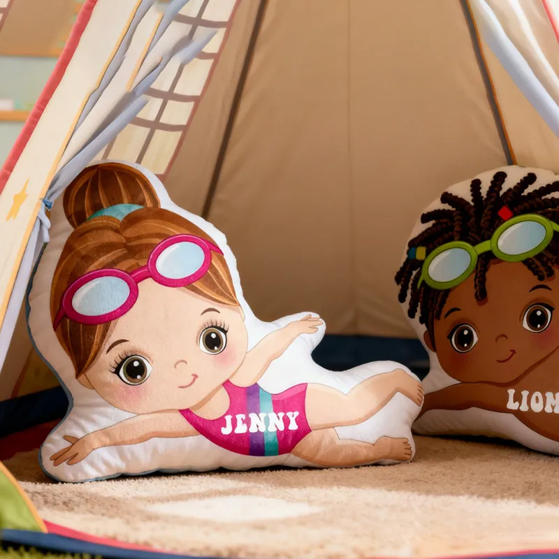 Personalized Swimming Pillow Throw Pillow Graphic 3D Print Swimming Fitness Decoration Pillow Exercise Sport Pillow Female Swimmer Holiday Gift Custom Swim Pool Keepsake for Kids or Teens Swimming Lovers