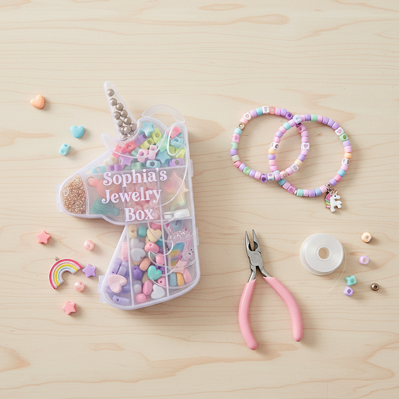 Personalized Unicorn DIY Bead Bracelet Kit Custom Name Jewelry Making Set for Kids Perfect DIY Gift For Kids