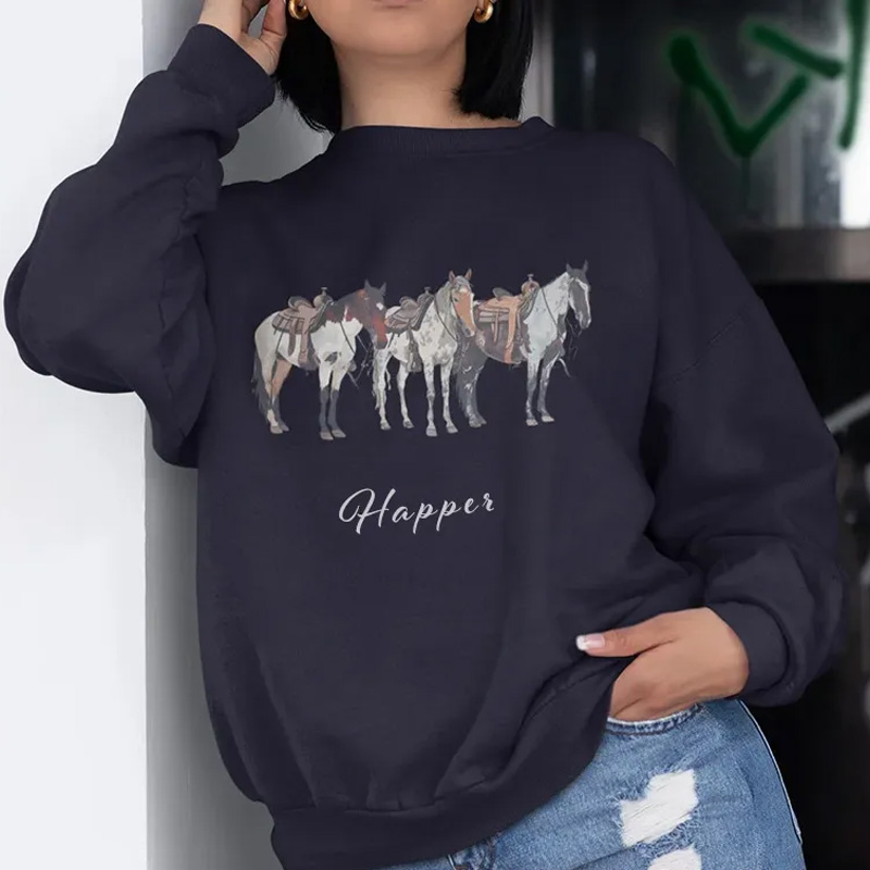 Personalized Western Culture Adult T-shirt Sweatshirt with Horse Name Birthday Gift for Riding Lovers