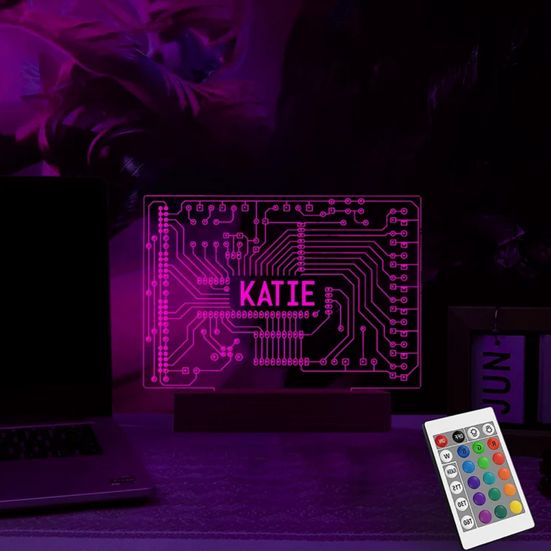 Personalized Computer Geekery Night Lights Acrylic LED with Name Room Decor Birthday Gift for Geek Lover