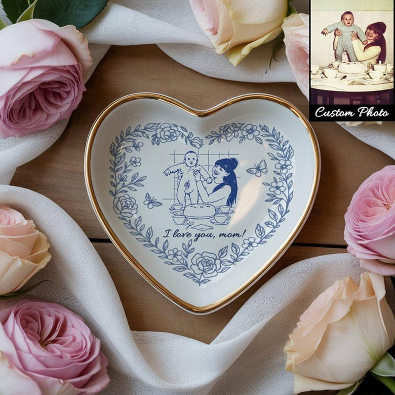 Personalized Mom Nana Jewelry Dish Family Photo Ring Dish Custom Portrait Ceramic Ring Dish Mom Photo Gift Family Lover Gift