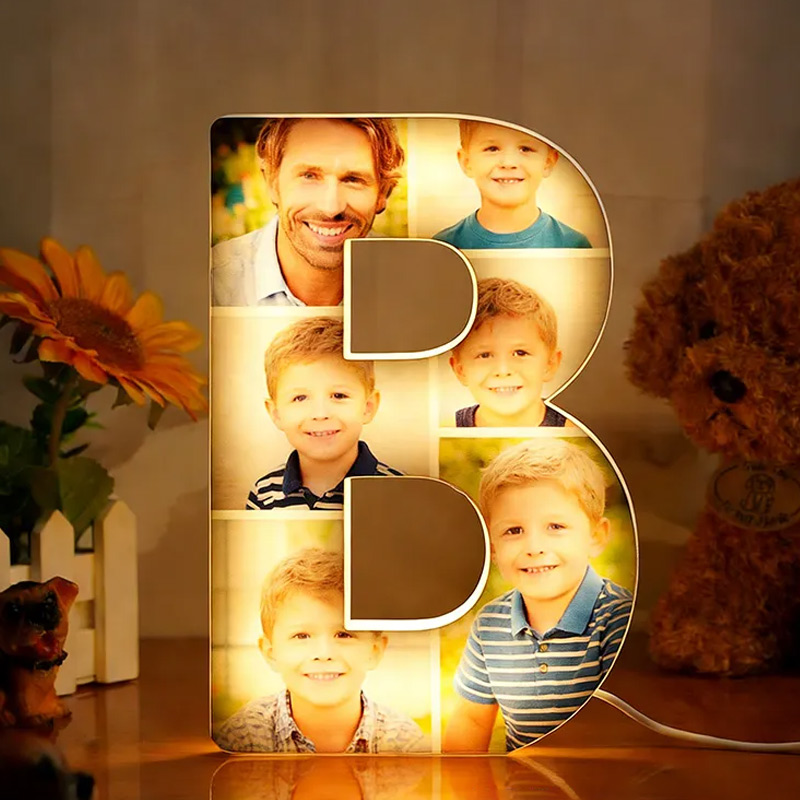 Personalized Letter Family LED Night Light Custom Photo Home Decor Gift for Birthday Anniversary Warm Lighting Keepsake for Living Room Bedroom