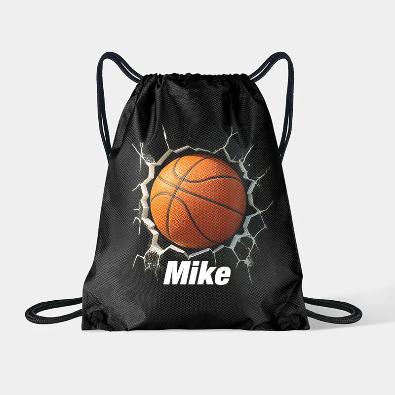 Personalized Soccer, Basketball, Volleyball, and Football Drawstring Backpack with Custom Name and 3D Ball Design
