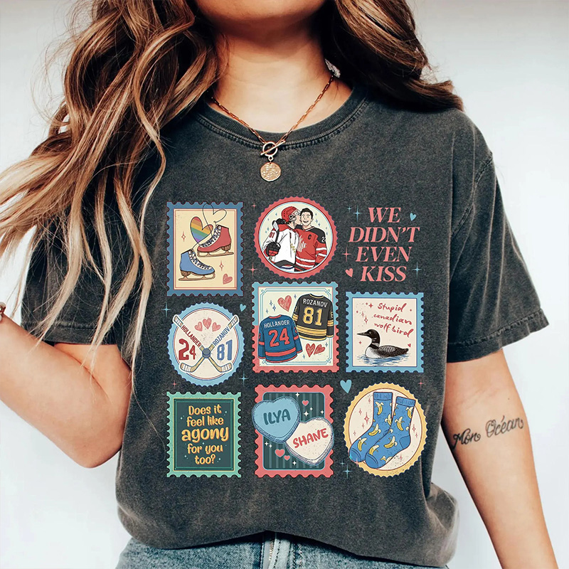 Personalized Hockey Romance Design T-Shirt with Custom Hockey Rivals Couple Shirts, Movie Book Fans Gift
