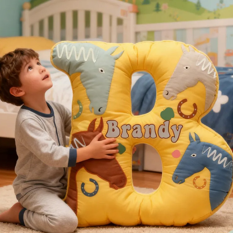 Personalized Riding Equestrian Horse Pillow Floral Horse Custom Name Festive Flower Decor with French Countryside Gifts for Family Graphic 3D Print Riding Lovers