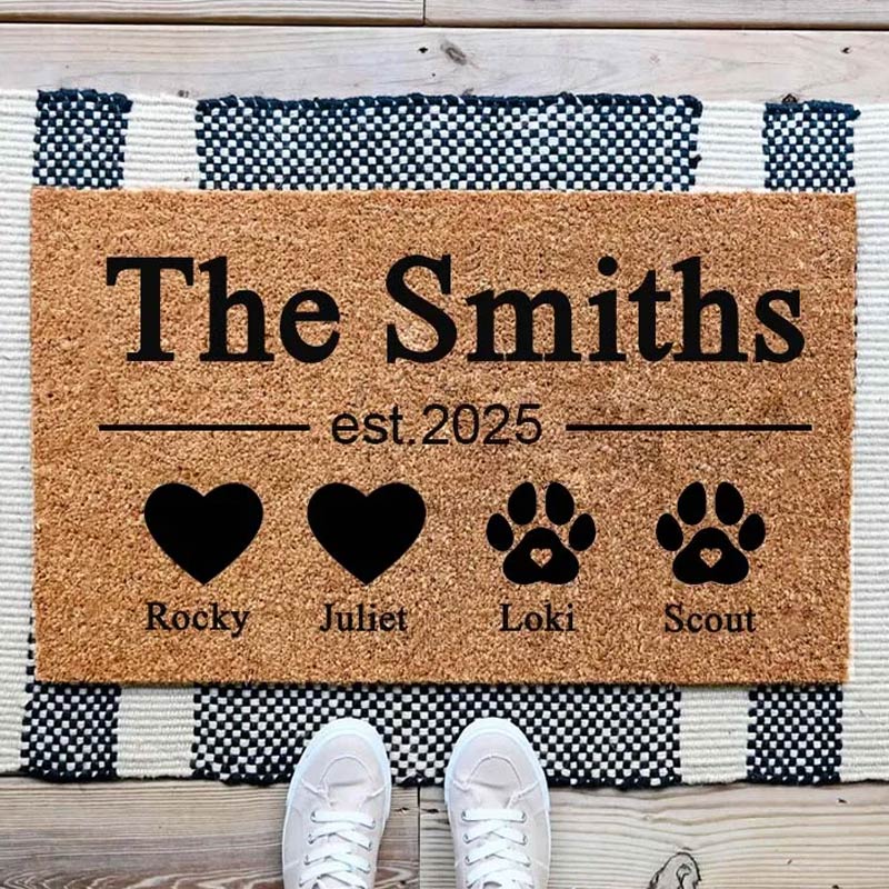 Personalized Welcome Doormat Custom Family and Pet Doormat Thoughtful Housewarming Gift for Your New Home Closing Gifts First Home Gift Christmas Gift