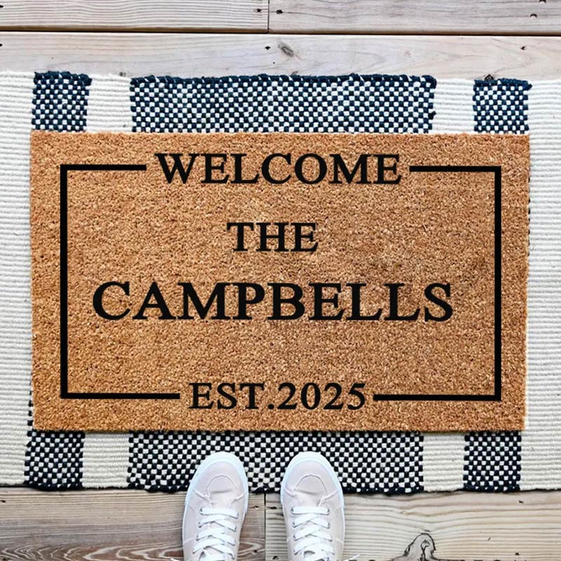 Personalized Doormat Custom Classic Welcome Mat with Family Name New Home Gift Housewarming Wedding Gift for Couples Christmas Gift