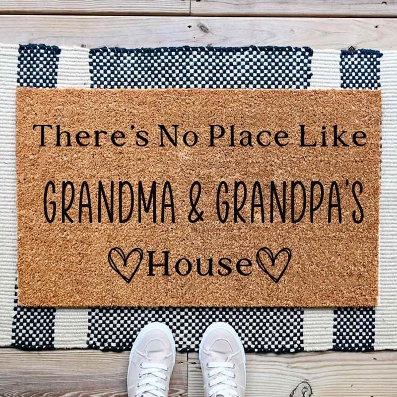 Personalized There's No Place Like Grandma & Grandpa's House Custom Grandparents House Doormat Home Decor Gift for Grandma and Grandpa