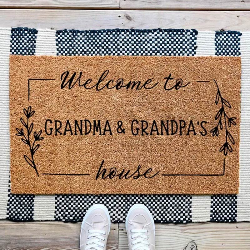 Personalized Grandparent Welcome Doormat Custom Welcome to Grandma & Grandpa's House Door Mat Housewarming New Home Gift 