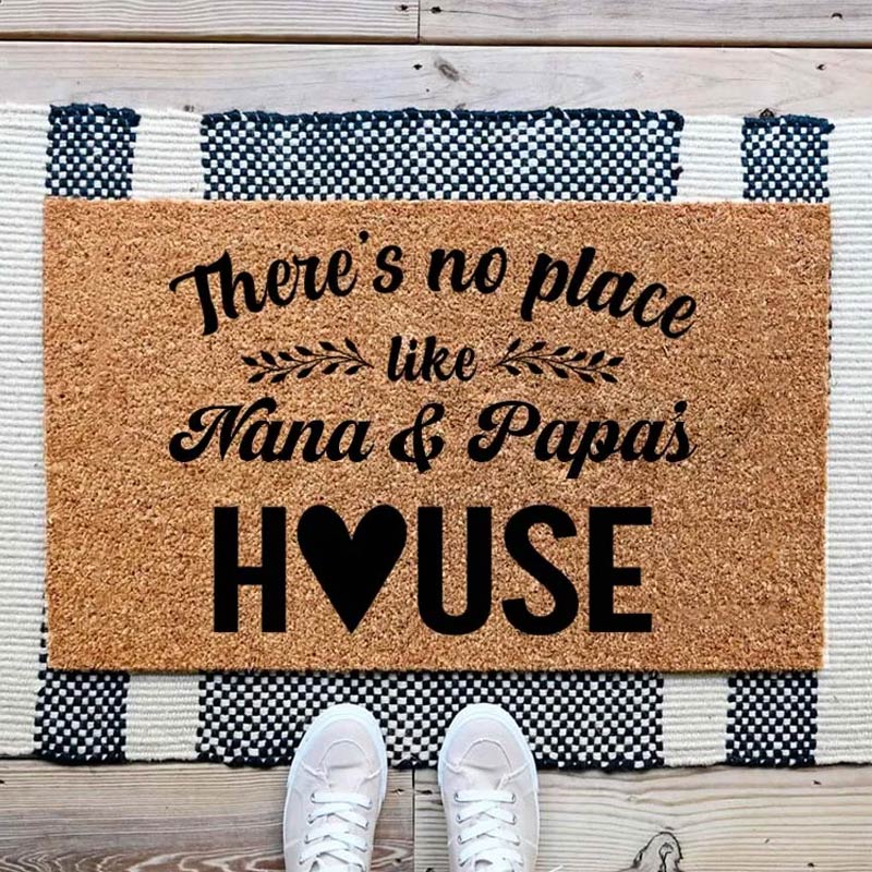 Personalized There's No Place Like Grandparents House Doormat Custom Welcome Mat Indoor Outdoor Rug Home Decor Gift for Family Grandkids Entryway