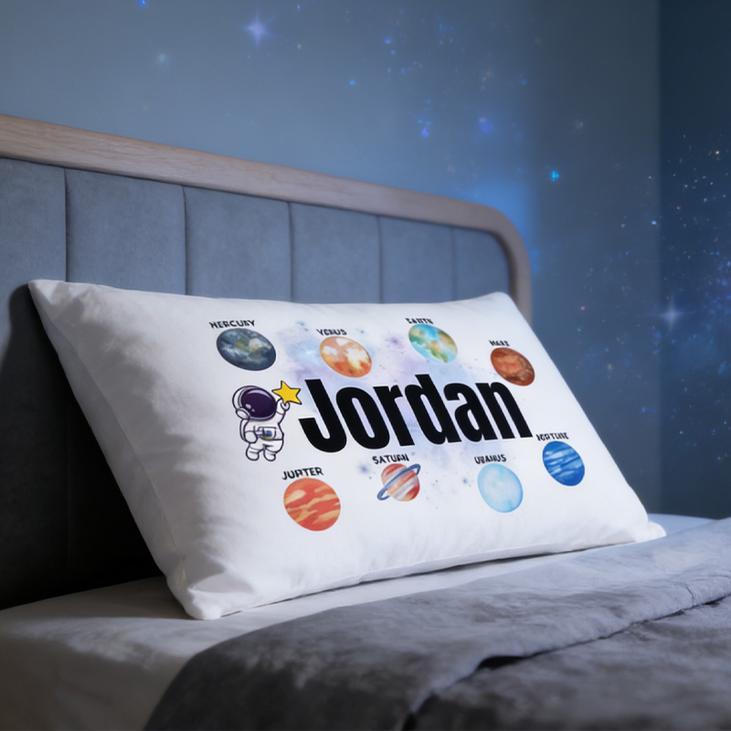 Personalized Solar System Throw Pillow Cover with Name Outer Space Kids Bedding Home Decor Christmas Birthday Gift for Geek Lover