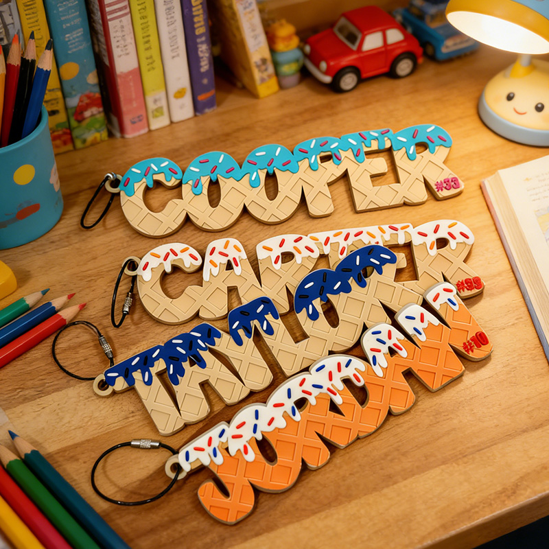 Personalized Ice Cream Drip Name Custom Bag Tag for Backpack Bag Tag Keychain Gift for Kids Baseball Bag Tag Softball Bag Tag Backpack or Sports Bag Tag Back to School Name Tag