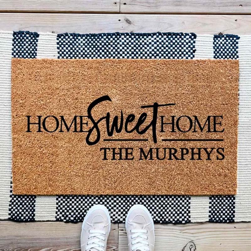 Personalized Home Sweet Home Doormat Custom Family Name Durable Coir Welcome Mat for New Home Entryway Perfect Housewarming Gift for Couples