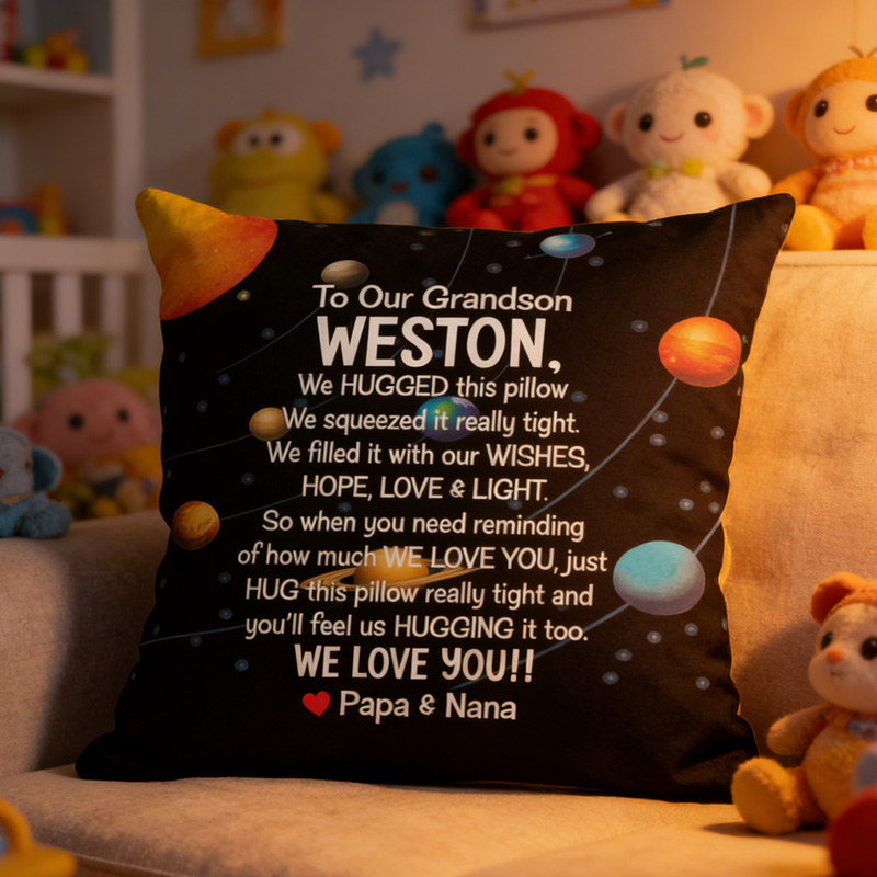 Personalized Space Theme Planets Love Throw Pillow Astronomy Gift for Child Nerd Geek Lover