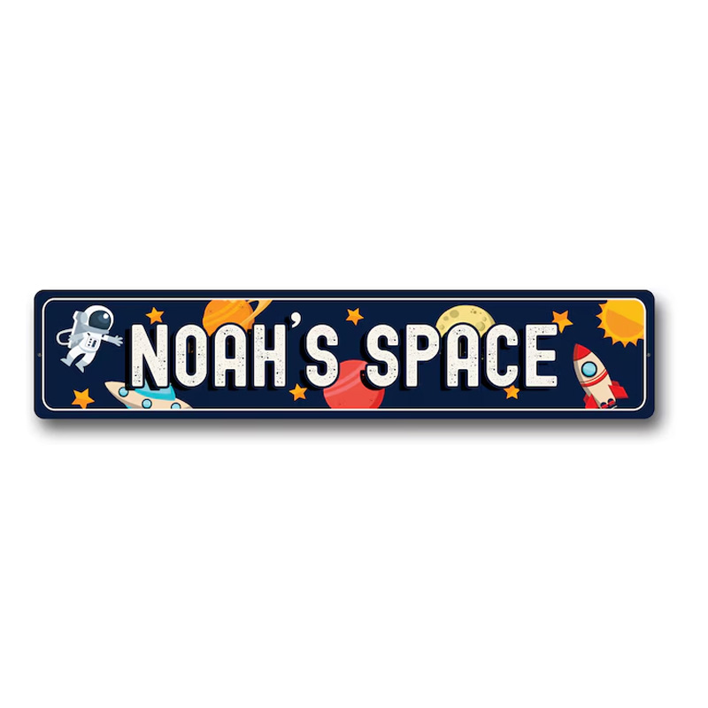 Personalized Astronaut Door Sign 3D Printed Kids Wall Space Home Decor for Geek Lover