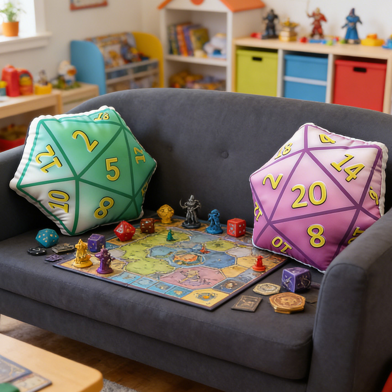 Personalized Dice Pillow Polyhedral Dice Cushion Geek Home Decor Gaming Dungeon Gamer Gifts for Nerdy Geek Lover