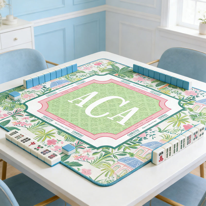 Personalized Palm Beach Chic Mahjong Mat Custom Monogram Mahjong Mat Neoprene Game Surface Travel Portable Playing