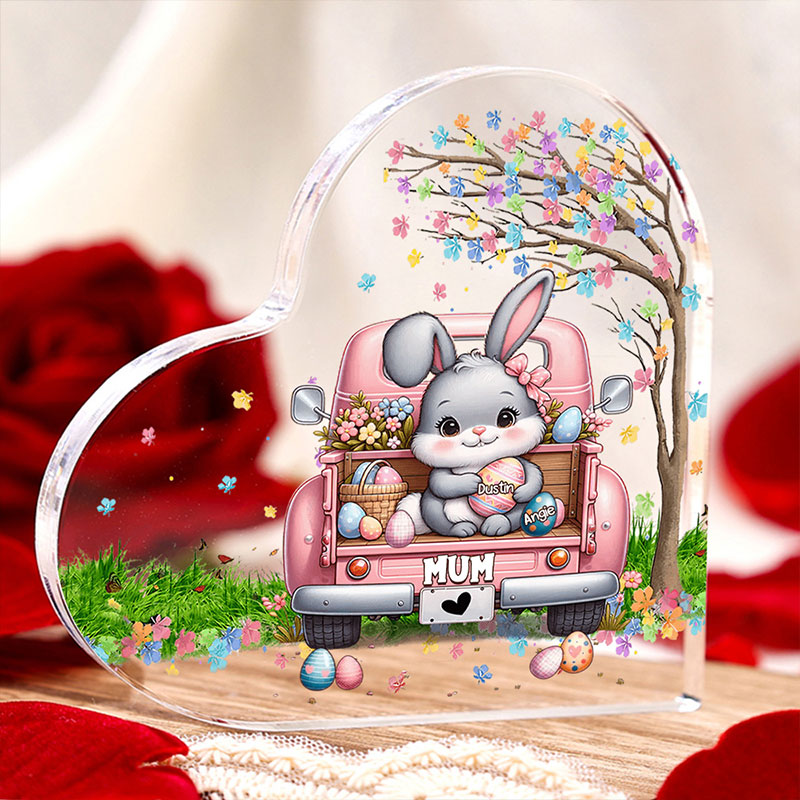 Personalised Mum Easter Bunny Acrylic Heart Keepsake Custom Name Acrylic Plaque Ornaments Gifts Easter Gifts for Nana Mother