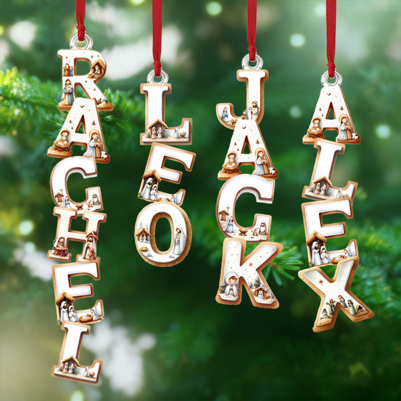 Personalized Nativity Scene Acrylic Christmas Ornament with Custom Name Religious Gift Christmas Tree Decor Christian Gift