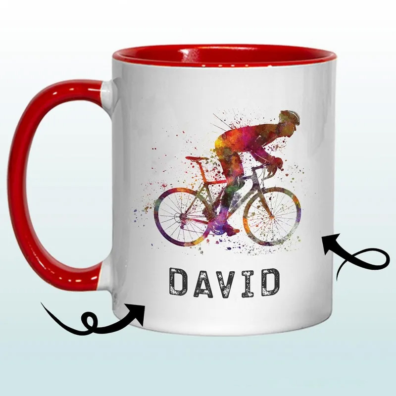 Personalized Cycling Mug Gift Great Gift for Cyclists Road Bicycle Bike Biker Design