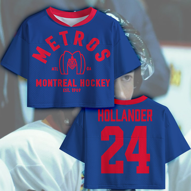 Personalized Hollander 24 HR Theme Crop Top Jersey for Female Hockey Fans Romance Hockey Gift