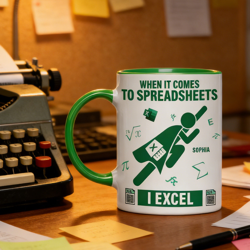 Personalized I Excel Coffee Mug Funny Spreadsheet Gift for Office Data Analyst Geek Lover