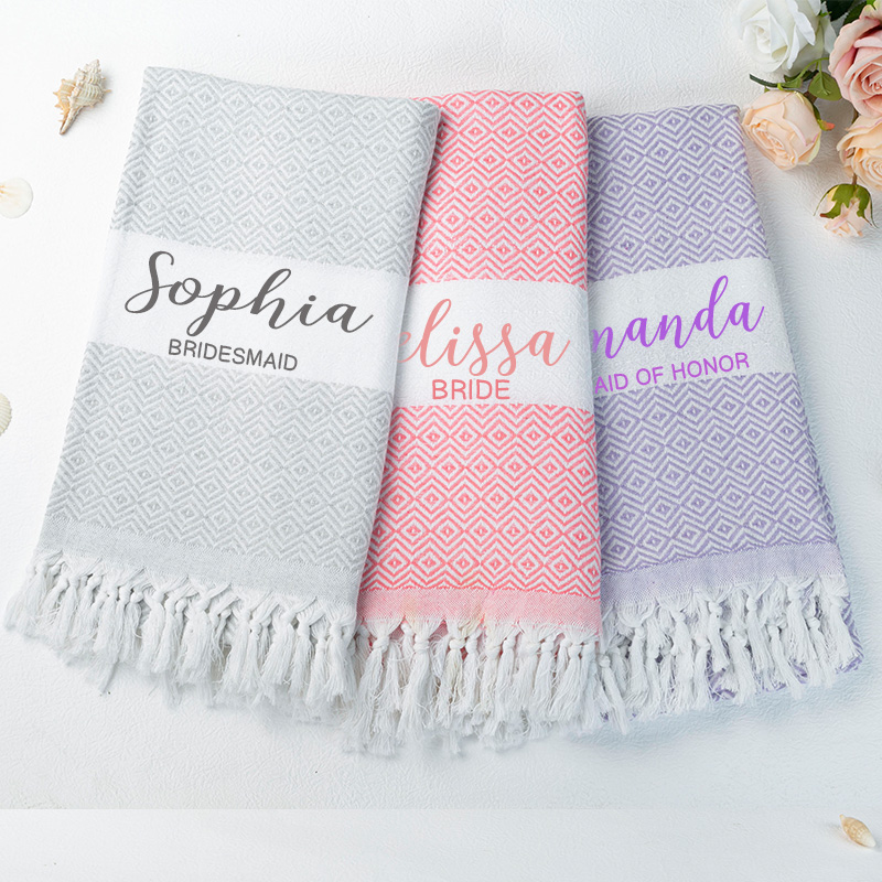 Personalized Beach Gift Towel Bridesmaid  Gifts Idea Custom Name Turkish Towel Wedding Favors Bachelorette Party Gift