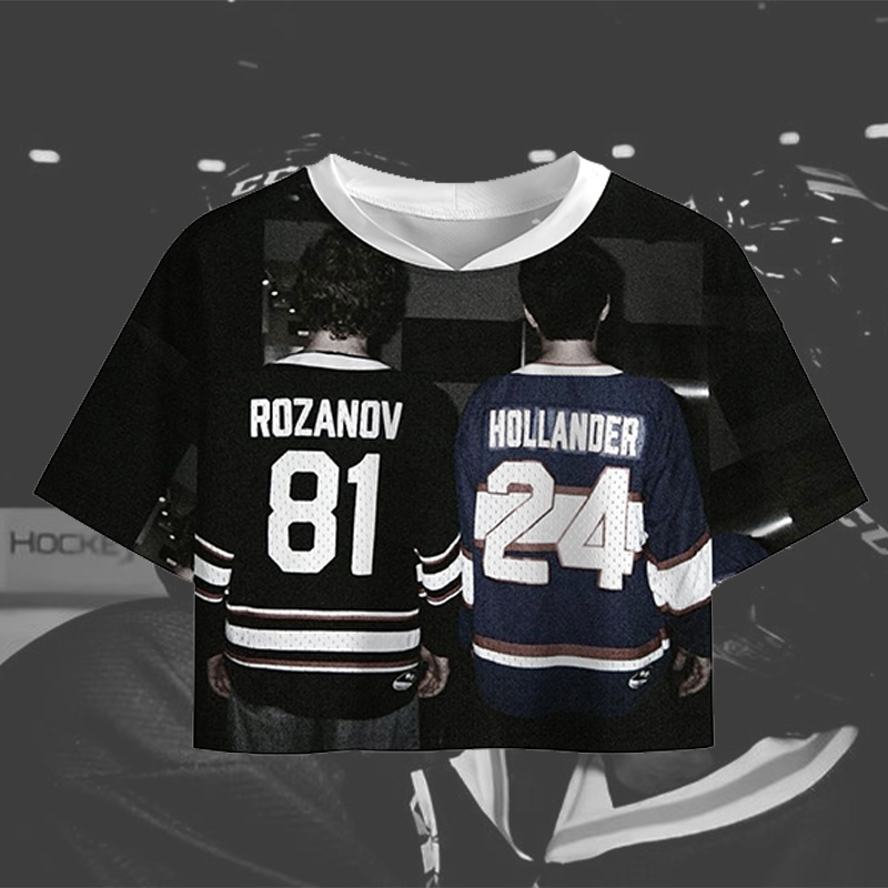Personalized HR Theme Crop Top Jersey Custom Image for Female Hockey Fans Romance Hockey Gift