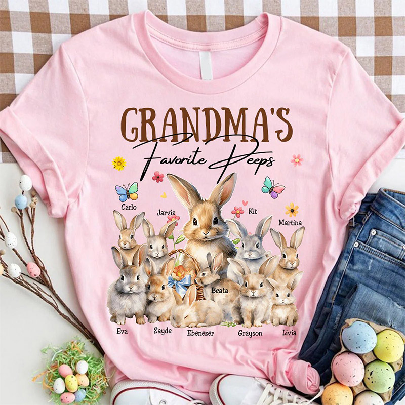 Personalized Grandma's Favorite Rabbit Easter Day Personalized Pure Cotton T-shirt