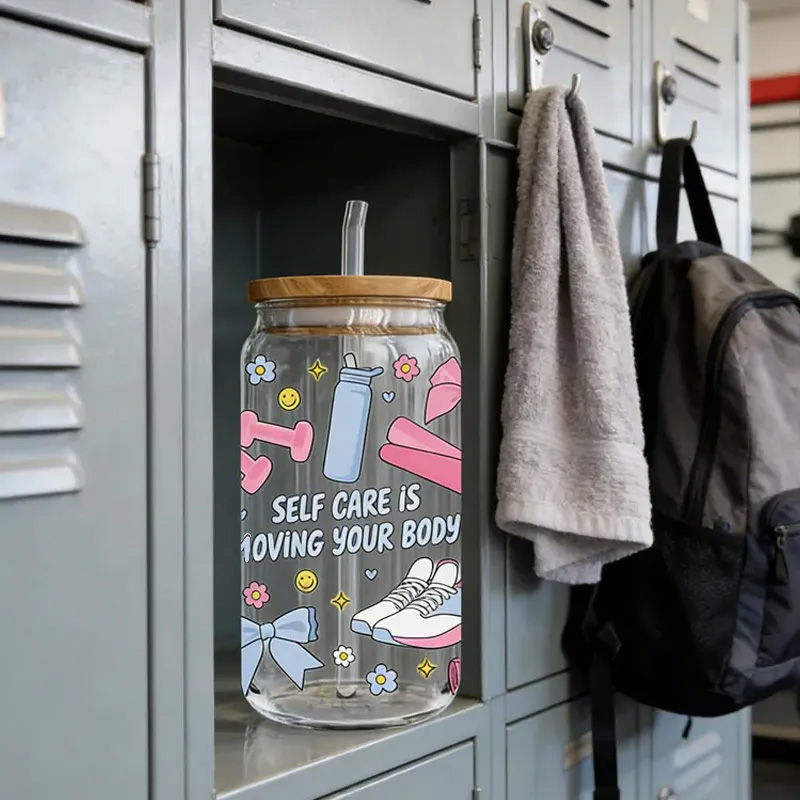 Personalized Gym Water Glasses Self Care Gym Girl Fitness Exercise Glass Gym Fuel Workout Motivational Glass Tumbler Birthday Gift for Gym Lover 