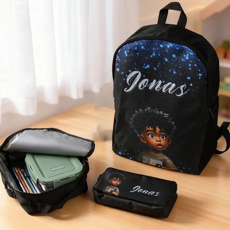 Personalized Colorful Graffiti Style Name Backpack Lunch Bag Pencil Case Set Back to School Birthday Gift for Boys Girls Students