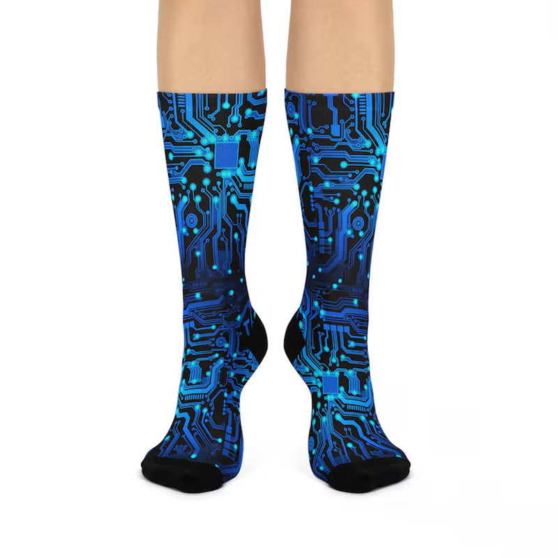 Personalized Circuit Board Socks Unisex Crew Computer Science Engineer Programmer Gift for Geek Lover